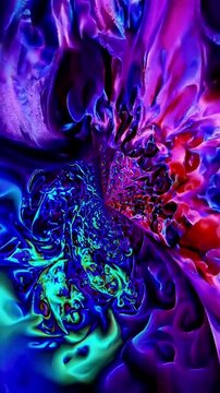 Embarking on a psychedelic trip through a dreamy fantasy world, the mystical colours swirl in surreal fractal patterns, spiritual experience beyond imagination. Vertical video backgrounds
