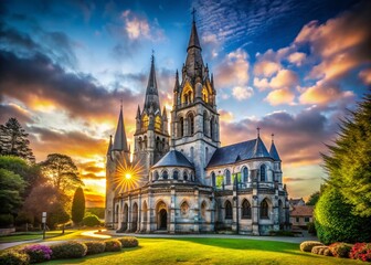 Fototapeta premium Majestic St. Fin Barre Cathedral Cork, Ireland - Architectural Detail & Copy Space