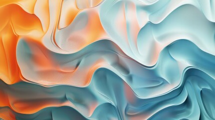 Obraz premium Abstract fluid design with vibrant orange and blue waves creating a dynamic and modern visual effect