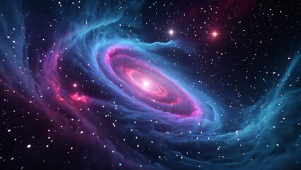 Obraz premium Mystical universe holds secrets beyond comprehension, with cosmic forces swirling in endless motion. This captivating view of space offers gateway to uncharted dimensions and unknown energies.