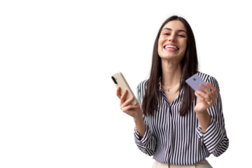 Confident Latina shopper securely entering payment details on her phone