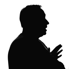 Surprised silhouette of middle-aged man expressing emotion, symbolism