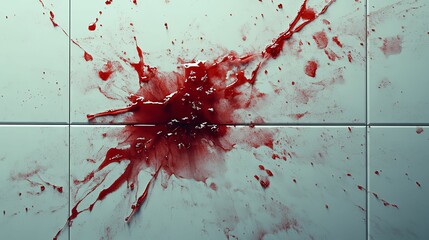 Blood Spattered Across Tiled Floor Surface