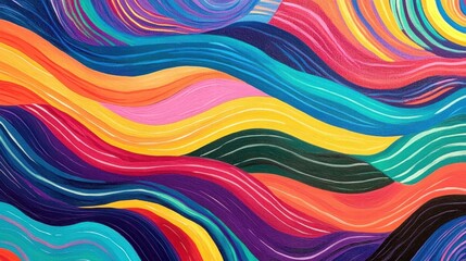 Obraz premium vibrant rainbow waves abstract painting