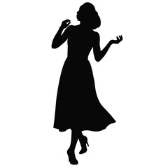 Elegant female jazz dancer silhouette in motion, artistic expression