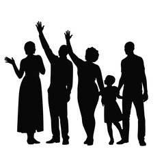 Happy African family cheering in silhouette, joyful celebration