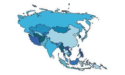 Asia map isolated on white background. for website layouts, background, education, precise, customizable, Travel worldwide, map silhouette backdrop, earth geography, political, reports.	