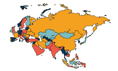 Asia map isolated on white background. for website layouts, background, education, precise, customizable, Travel worldwide, map silhouette backdrop, earth geography, political, reports.	