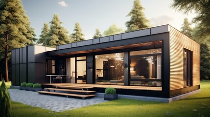 Fototapeta premium roof metal framed house