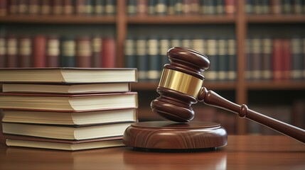 Lawyer's gavel and books on the table. Judge gavels a book. Desks in a law office. Attorney's mallet and legal texts placed lifestyle on the table.