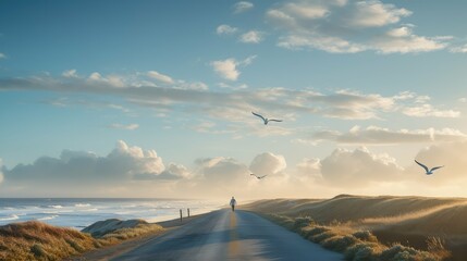 coastal beach road background