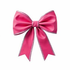 Radiant Pink Decorative Bow with Silver Trim Elegance for Festive Gift Wrapping Celebrations