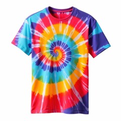 Vibrant Tie Dye T Shirt in Spiral Pattern Cool Colorful Design Casual Fashionable Apparel Garment