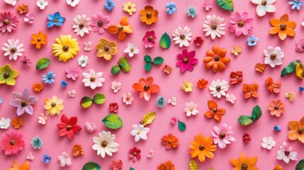 colorful floral arrangement on pink background