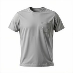 Plain Front View Gray T-Shirt Apparel with Pocket for Casual Wear Fashion Graphic Template