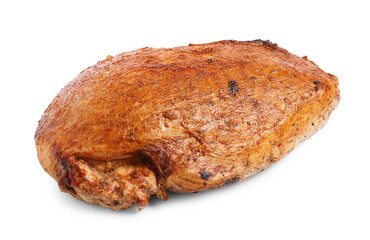 Piece of delicious baked turkey isolated on white