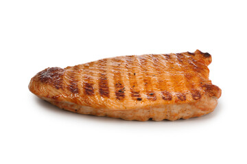 Delicious grilled turkey breast isolated on white