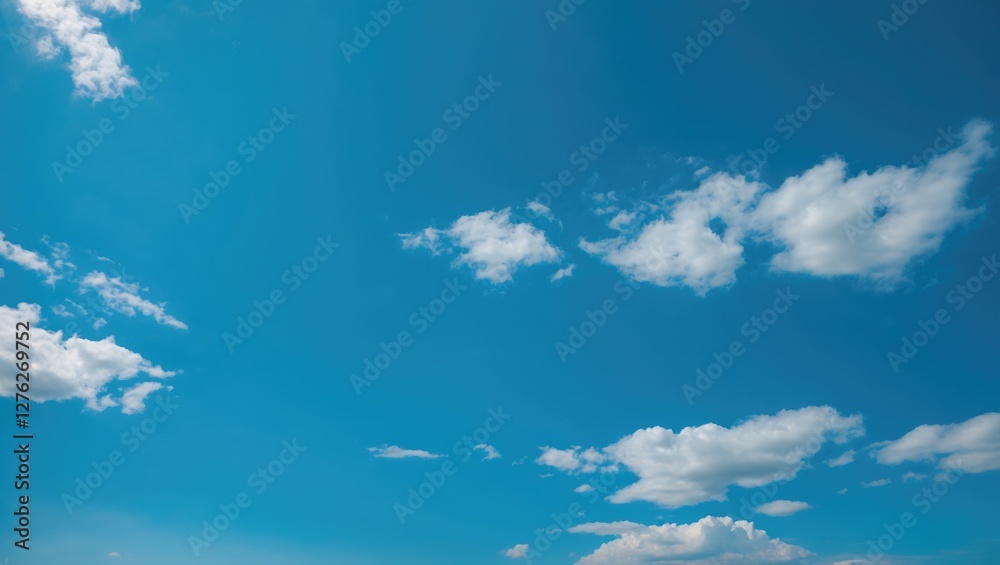 Poster vast blue sky with scattered clouds ideal for background use showcasing open space for text or graph