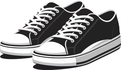 illustration of a pair of black and white sneakers