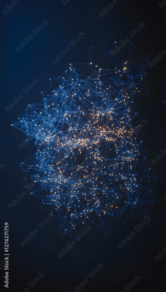 Poster abstract representation of a network with glowing nodes and lines