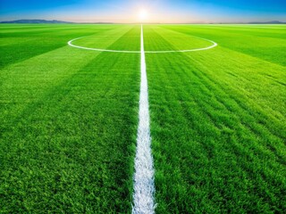 Obraz premium Minimalist Soccer Field: Pristine White Line on Green Grass