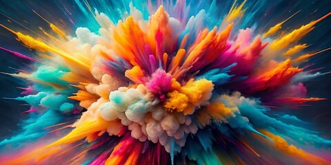Obraz premium Minimalist Surreal Explosion: Generative AI Art, Abstract Colorful Burst