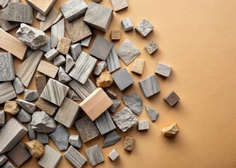 Mocha Mousse Color Trend: Panoramic Gray Wood & Stone Texture Background