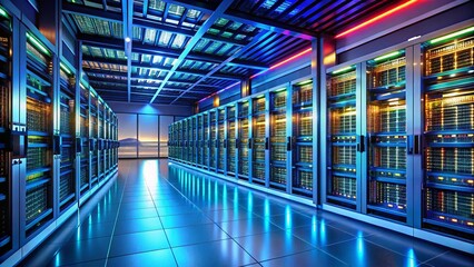 Modern Architecture: Download and Upload Data Center Server Room Interior