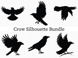 Obraz premium Mysterious Crow Silhouette Clipart Bundle Design – Perfect for Gothic and Horror Designs