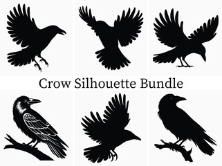Obraz premium Mysterious Crow Silhouette Clipart Bundle Design – Perfect for Gothic and Horror Designs