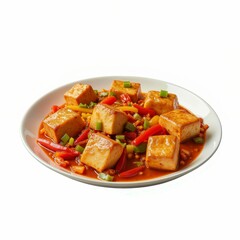 Delicious Tofu Cubes with Vegetables in a Savory Sauce a Flavorful Meal Ready to Eat and Enjoy