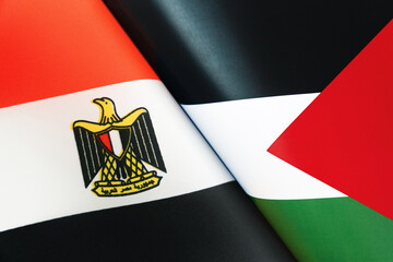 Background of the flags of the Egypt, palestine. The concept of interaction or counteraction...