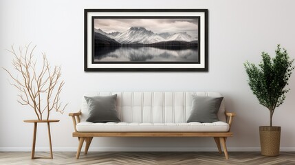 black framed photo on wall