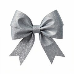 Shimmering Silver Holiday Bow Decoration Festive Celebration Christmas Gift Wrap Shiny Ornament