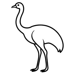 Black Ostrich Bird Silhouette Vector Icon – Clear & Detailed.