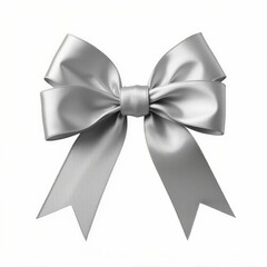Elegant Silver Satin Ribbon Bow for Decorations and Festive Holiday Gift Wrapping Embellishments