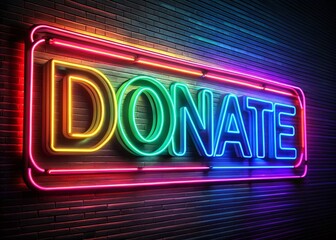 Neon Donate Sign Animation: Colorful Charity Appeal Video Loop