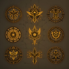 Obraz premium Ancient Mythology Symbols & Patterns