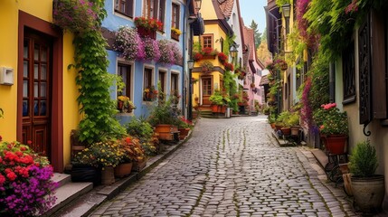 Obraz premium city houses street