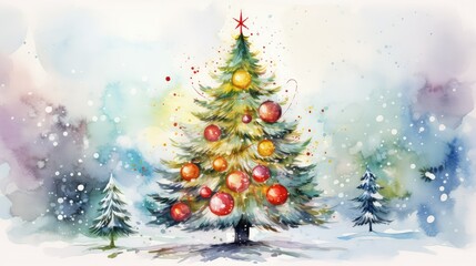 Obraz premium tree christmas water color