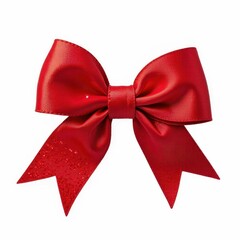 Festive Red Ribbon Decoration for Celebrations and Gift Wrapping on Plain White Background Festive Bow
