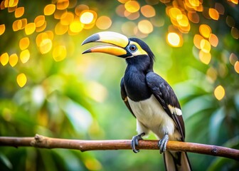 Obraz premium Oriental Pied Hornbill Thailand Zoo Bokeh Wildlife Bird Photography