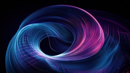 Abstract Light Waves in Swirling Motion Blue and Pink Futuristic Design with Dynamic Curves