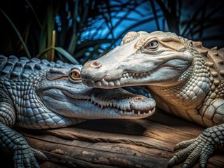 Obraz premium Albino Crocodile Close Up Portrait: Rare Reptile Aerial Photography