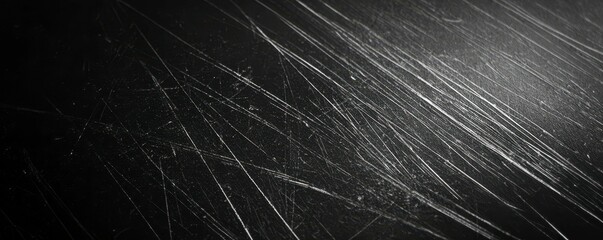 Scratched Black Surface Showing Deep Abrasions and Lines Indicating Heavy Use and Imperfect Condition