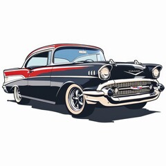 Obraz premium A vintage car with a red stripe on the side