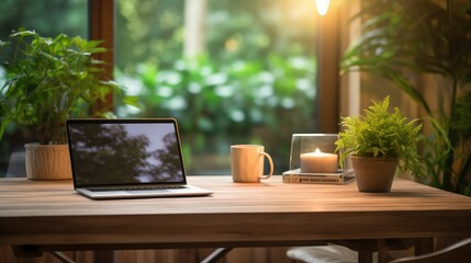 home laptop wood desk