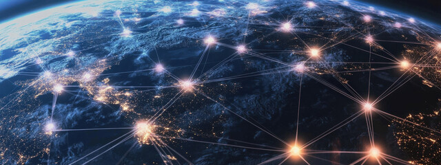 Fototapeta premium The radio waves on the Earth's surface are connected globally