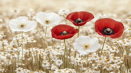 poppies in a field