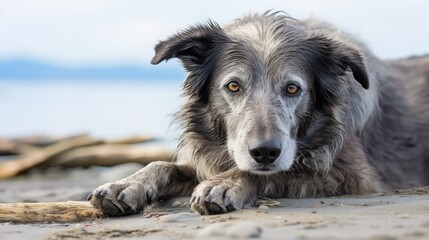 Fototapeta premium eyes senior dog white background